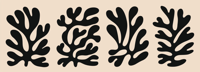 vector illustration of abstract shaped black leaves