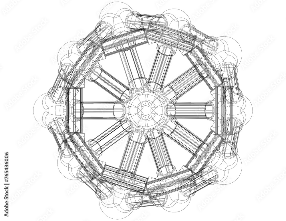 Poster icosahedral structures with atoms 3d print model