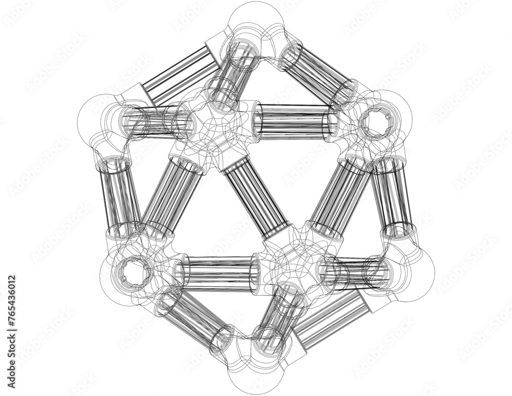 Poster icosahedral structures with atoms 3d print model