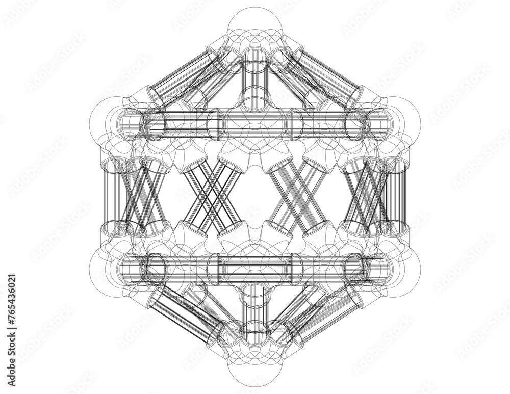 Poster icosahedral structures with atoms 3d print model