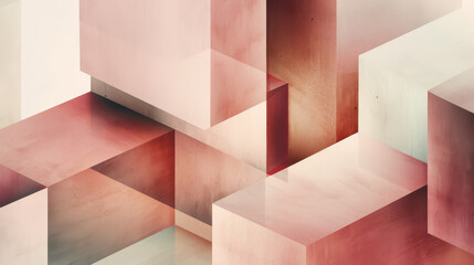 Peach-toned cubes form a calm, orderly pattern.