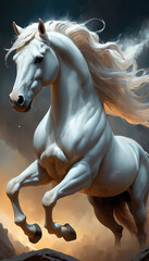 Naklejka premium Fantasy Illustration of a wild Horse. Digital art style wallpaper background.