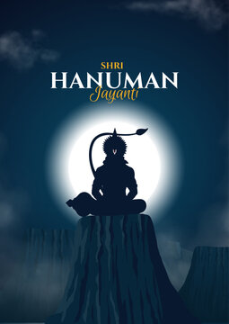 Vector illustration of Lord Hanuman on abstract background for Hanuman Jayanti festival of India 