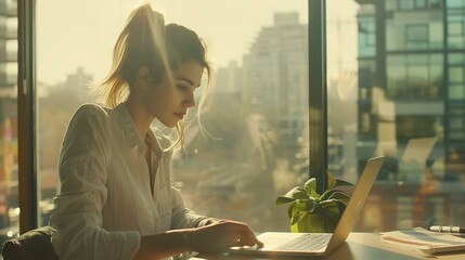Photography of a pretty smart woman works in an office