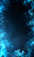 Abstract blue flames lick the edges of a fiery and frosty convergence. - obrazy, fototapety, plakaty