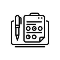 Black line icon for online test