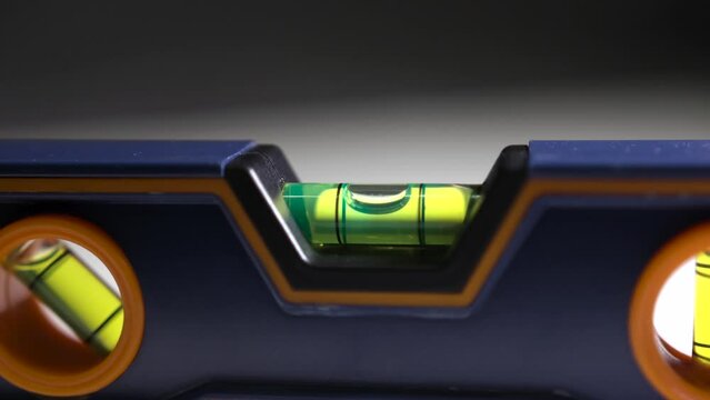 Close up with smooth rotation motion of bubble in spirit level