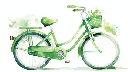  Fathers Day Green bike Watercolour Flat vector isolated