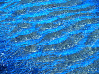 風に吹かれ波立つ池の水面