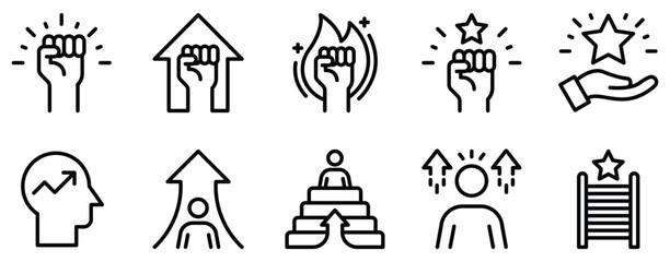 motivational icon line style set collection