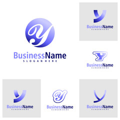 Set of Letter Y logo design vector. Creative Initial Y logo concepts template