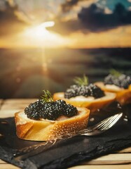 Bruschetta with black caviar