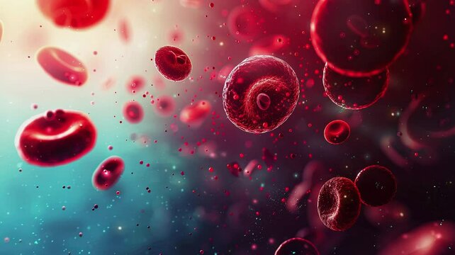 3D illustration of Red Blood Cells Background in Microscopic View 