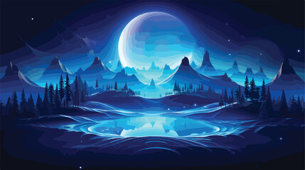  Futuristic night landscape with abstract landscape 