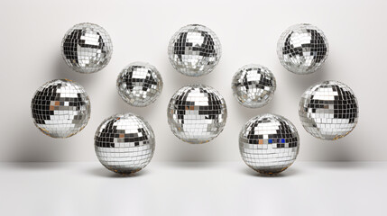 Disco balls on a white background.