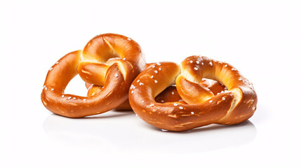 Bavarian pretzels isolated on white background