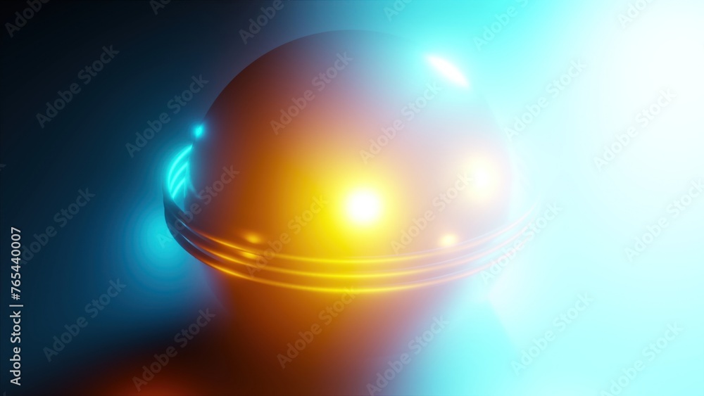 Poster rainbow light sphere. computer generated 3d render