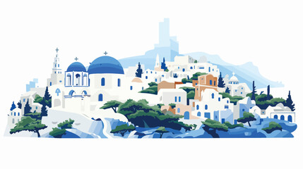 Greece Flat vector isolated on white background  - obrazy, fototapety, plakaty