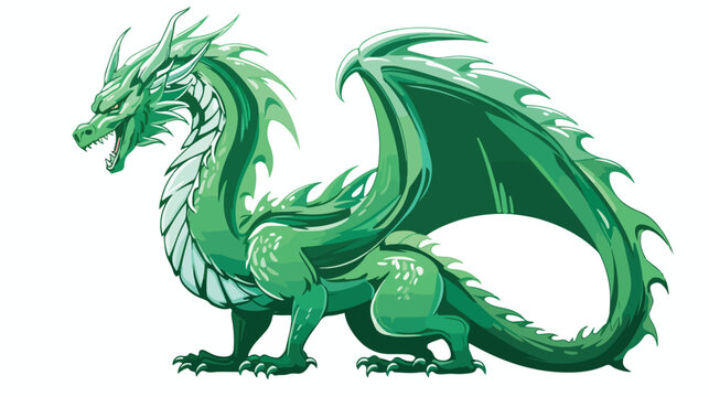  Green dragon in a white background