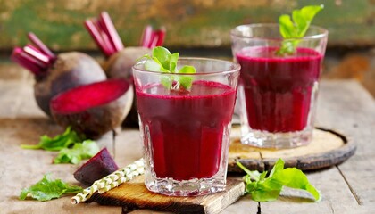Vibrant Vitality: Beet Juice in a Glass with Selective Focus"