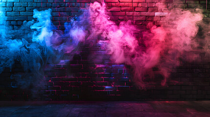 Neon Mist: Vibrant Smoke Creating a Stunning Background with Neon Glow