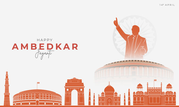 Happy Ambedkar Jayanti Banner and Greeting Card. Dr. Bhimrao Ambedkar Jayanti Vector Illustration for Poster, Website, and Presentation
