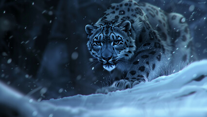 Moonlit Stalker: The Snow Leopard’s Hunt