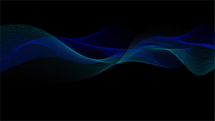 Abstract Colorful Wave Background, A black background with a blue and purple wave design. Abstract wave line for banner, template, wallpaper background with wave design.