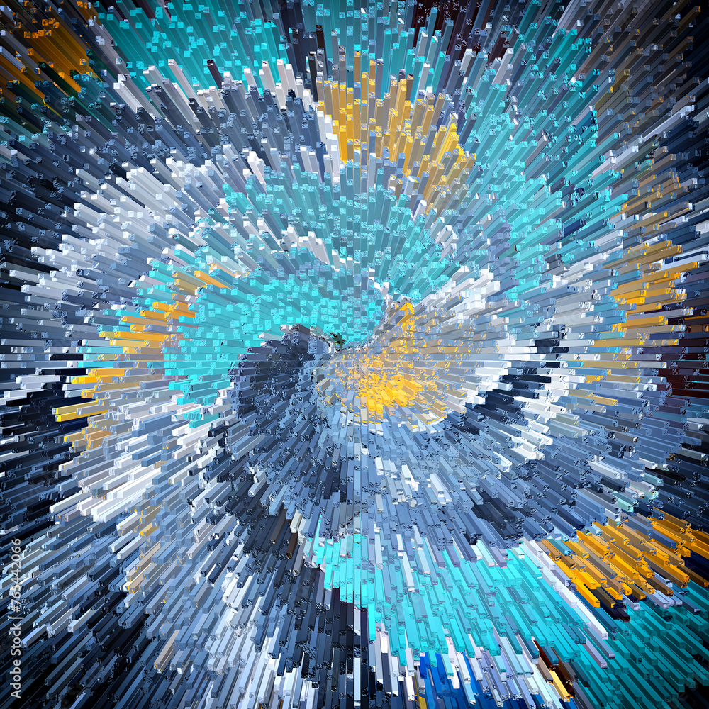 Wall mural abstract spiral whirl explosion movement design with 3d illusion effect.