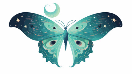 Lokii34 Magic luna moth celestial moon night butterfly magical  - obrazy, fototapety, plakaty