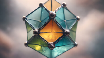  Abstract Modern colorful geometric glass  3D shapes  AI generated image.