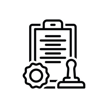 recommend clip art: Black line icon for approved
