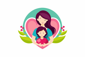 Mother love logo vector arts illustration