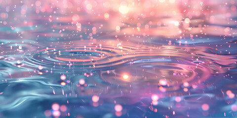 white light rays on pink water surface  background, banner,abstract beautiful rays of light on pink