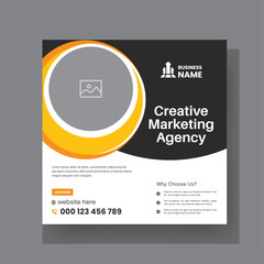 Abstract Advertisement Square Web Post for Company Promotion. Modern Digital Marketing Agency Social Media Post For Business With Orange Accent. 