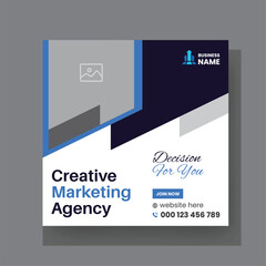 Abstract Advertisement Square Web Post for Company Promotion. Modern Digital Marketing Agency Social Media Post For Business With Blue Accent.