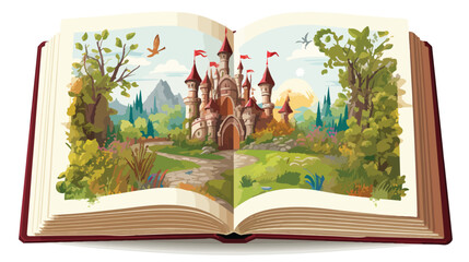Lokii34 Old open book of fairy tale Flat vector 