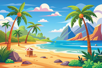 vector art style summer beach background sand en vector 9.eps