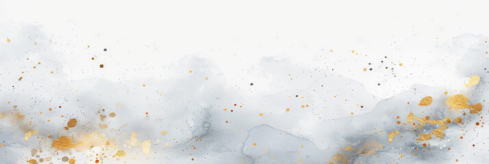 clouds watercolor with gold on white backround, banner