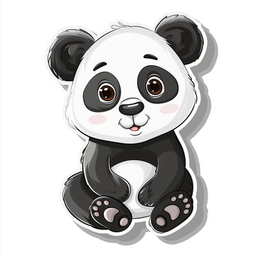 Cute Cartoon Panda Sticker, Generative AI