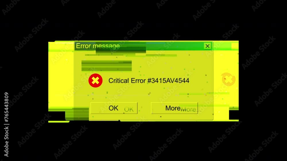 Poster critical error message glitch. computer generated 3d render