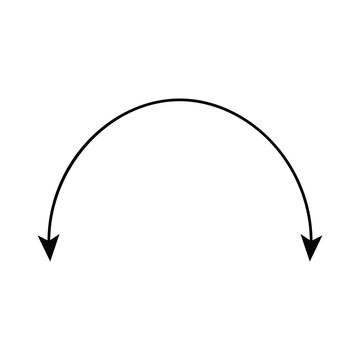 Dual semi circle arrow. Vector illustration. Semicircular curved thin long double ended arrow with white artboard.