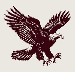 Bald Eagle American Bird Of Pray Vintage Wildlife Emblem USA - 765444065