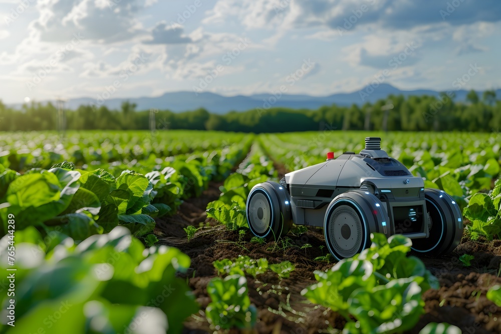 Poster autonomous agricultural robot navigating smart farm field with 5g technology