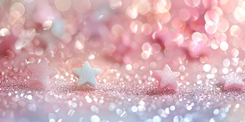 Abstract white and pink  glitter  blur background with bokeh lights, white pink gold  glitter sparkle on dark background,orange white circle bokeh, defocused, banner