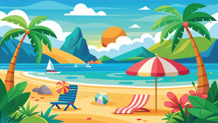 Fototapeta na wymiar vector art style summer beach background sand en vector 26.eps
