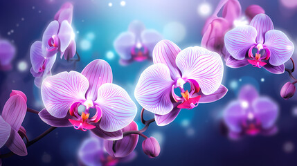 Orchid with solid color background and empty copy space