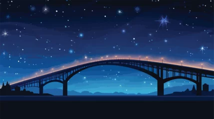 Fotobehang Lokii34 Wide angle of viaduct bridge under night sky with space  © Ideas