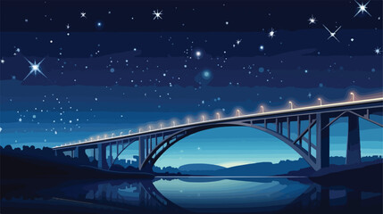 Lokii34 Wide angle of viaduct bridge under night sky with space 