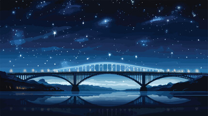 Lokii34 Wide angle of viaduct bridge under night sky with space  - obrazy, fototapety, plakaty